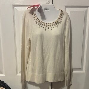 Lilly Pulitzer Cream Sweater with Gold Embellishments